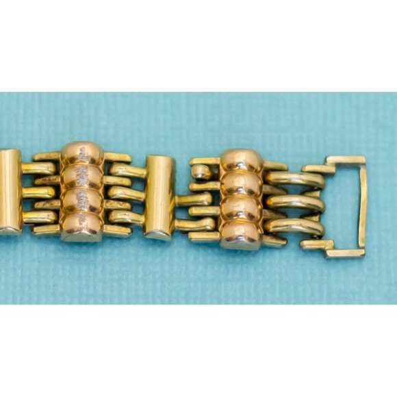 Vintage Rectangular Centipede Links Gold Tone Bracelet 7 inch - E6 - Picture 3 of 4